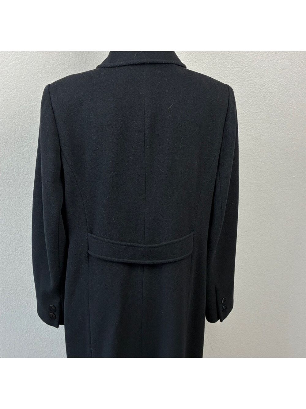 Preston & York Wool Maxi Coat Black 4 Button Collar Pockets Overcoat Classic 12 - Picture 6 of 9